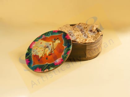 Srjana Pichwai Painting Wooden Roti Box  