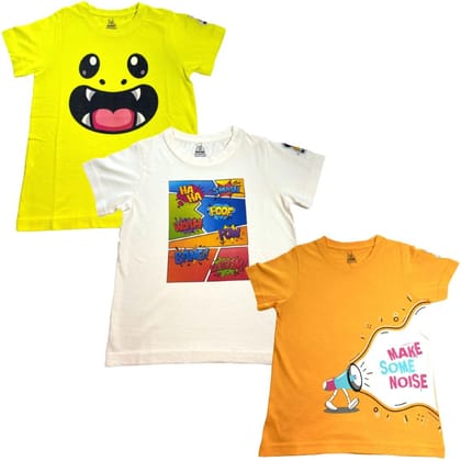KUCHU New Launch'23 Unisex Tshirt for Boys and Girls- Set of 3|Super Combed Cotton-Modal Fiber|Soft Fabric |Breathable Fabric|Digitally Printed|Unique Design|Vibrant Colour |Half Sleeves |Round Neck
