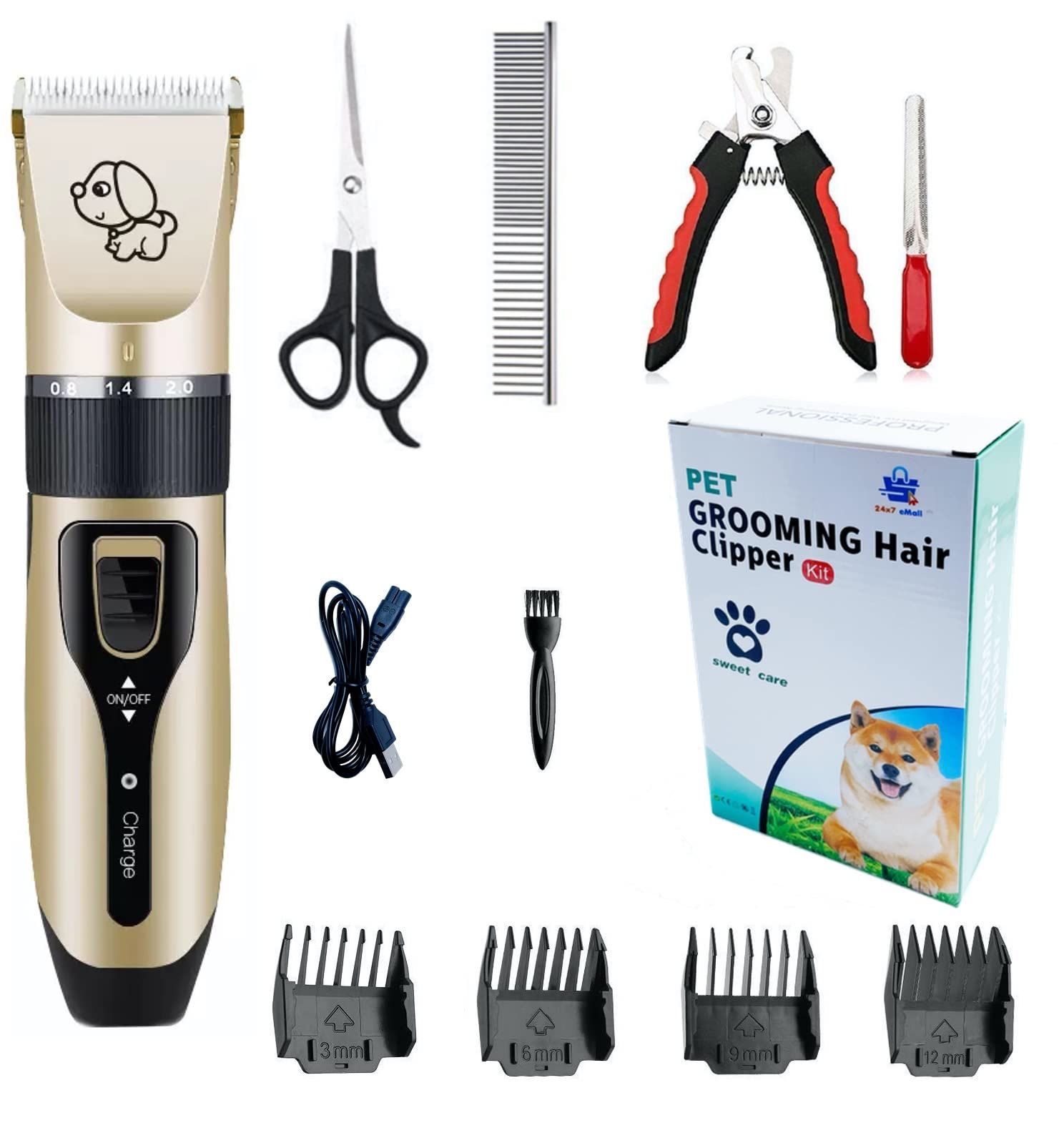 24x7 eMall Professional Automatic Rechargeable Unisex Pet Hair Trimmer For Dogs And Cats (Trimmer), Battery Powered, Multicolor Trimmer