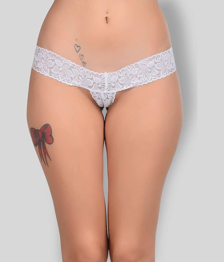 Affair Lace Self Design Women's Bikini Panties ( White )