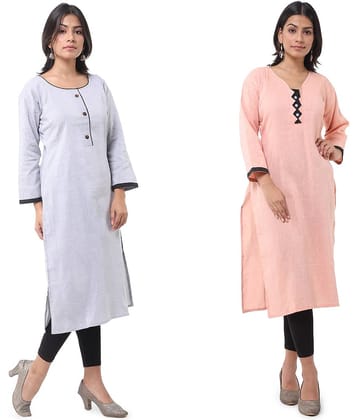 DESHBANDHU DBK - Multicolor Cotton Women's Straight Kurti ( Pack of 2 )