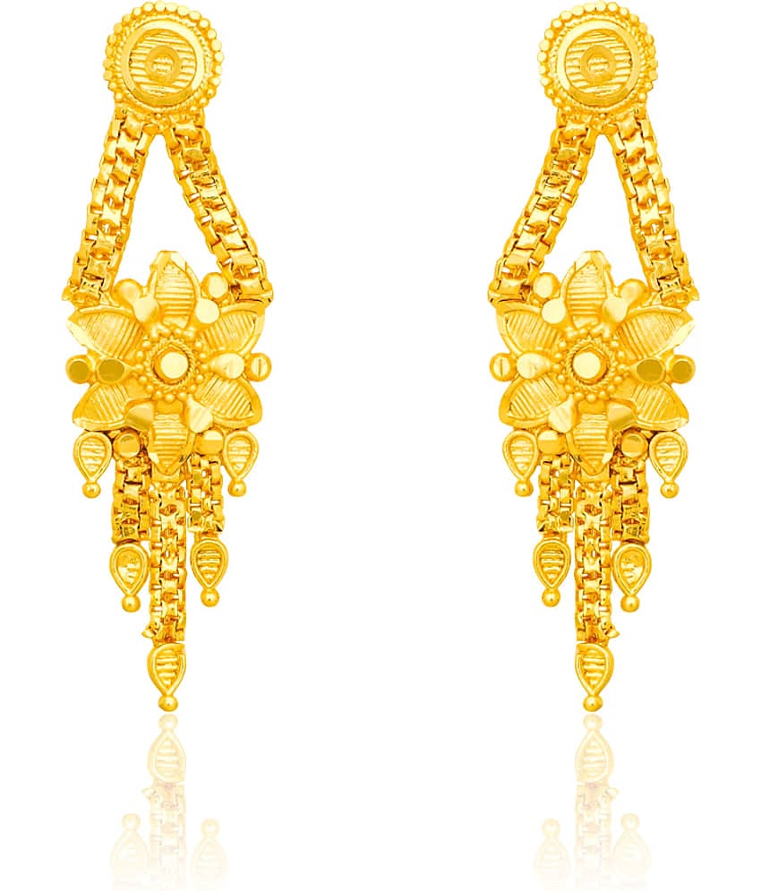 LUV FASHION Golden Drop Earrings ( Pack of 1 )