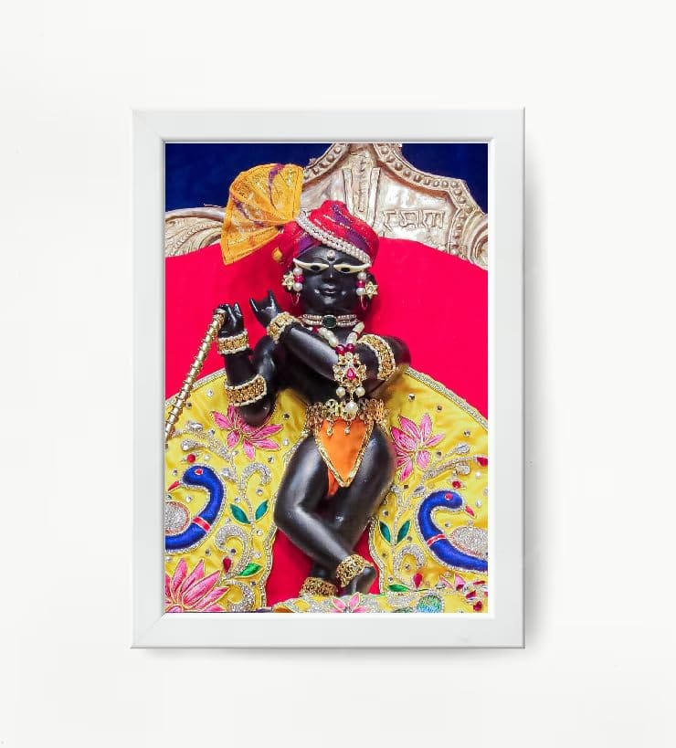 NOKKES Radha Raman Ji Vrindavan Radha Raman Thakur Ji White Photo Frames Religious Photo frame 5X7 Inch Photo Frame_QWW65
