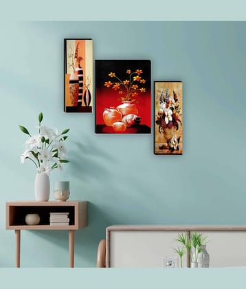 Saf flower pot modern art Set of 3 MDF Painting Without Frame