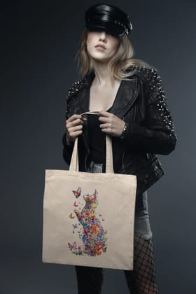 Colorful Cat Canvas Tote Bag