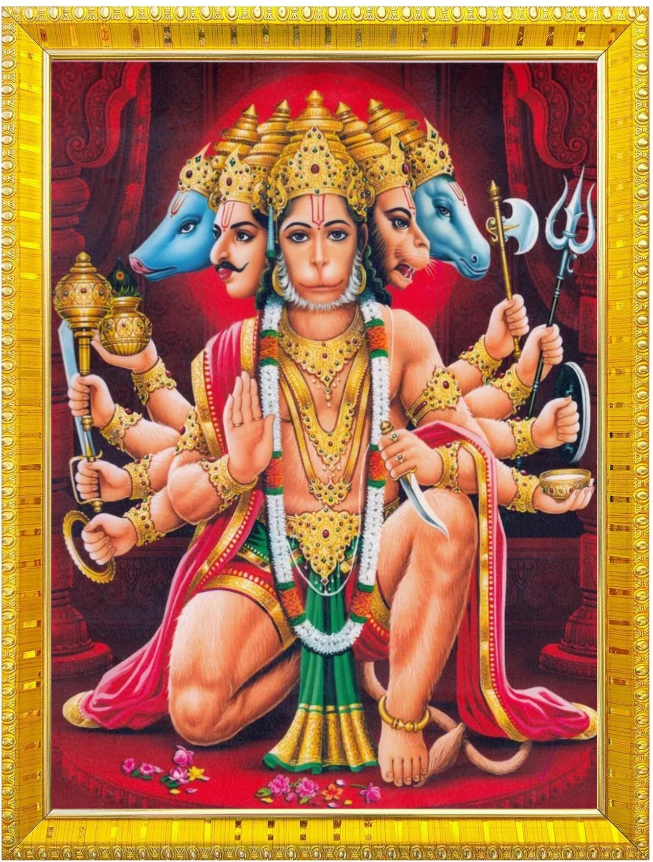 NOKKES Hanuman Bajrangbali Hanumanji Maruti Golden 5X7 Inch Photo Frame_AQW12