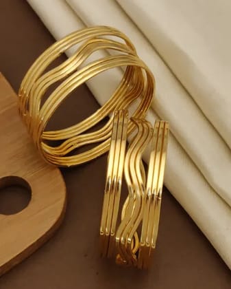 Exquisite Gold-Plated Traditional Bangles with waves pattern