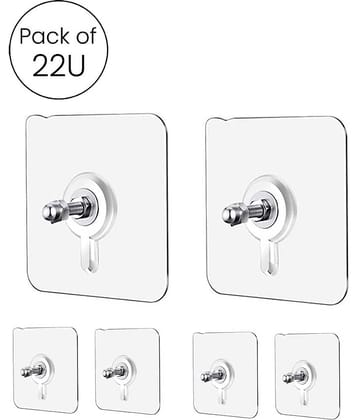 Self Adhesive Wall Hanging Hooks Pack of 22, WaterProof 10 Kg Capacity Strong for Home Kitchen