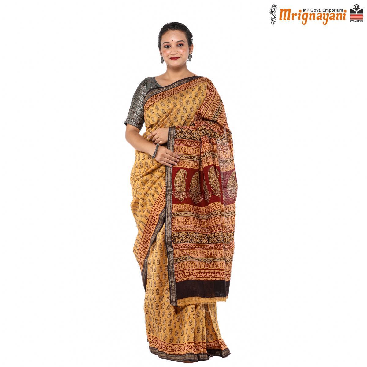 HANDLOOM MAHESHWARI SILK SAREE WITH BLOUSE (SKU - 3I0101170522, SAREE-1059)
