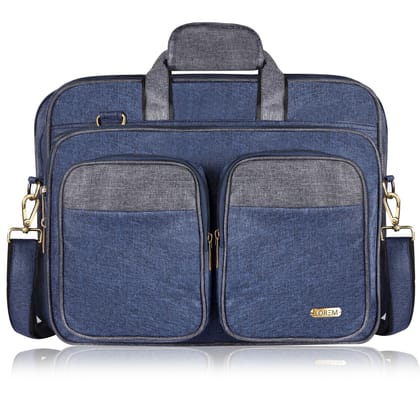 LOREM Blue & Grey Color Linen fabric 28L Laptop Messenger Bag For Men BG99