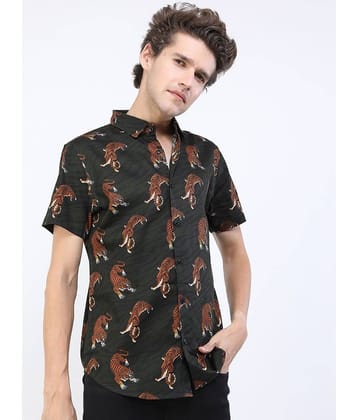 Ketch 100% Cotton Regular Fit Printed Half Sleeves Men's Casual Shirt - Green ( Pack of 1 )