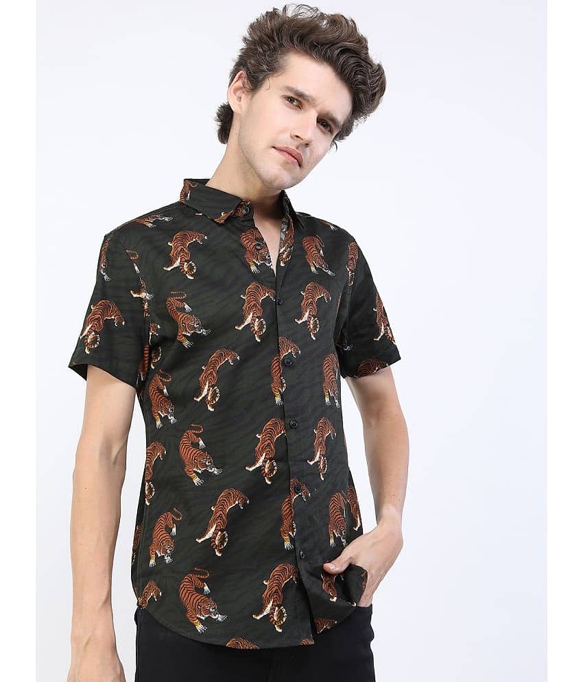 Ketch 100% Cotton Regular Fit Printed Half Sleeves Men's Casual Shirt - Green ( Pack of 1 )