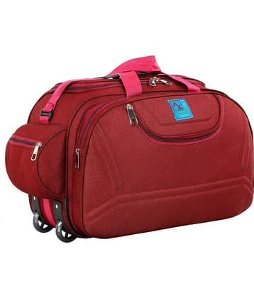AXEN BAGS 55 Ltrs RED Polyester Duffle Trolley
