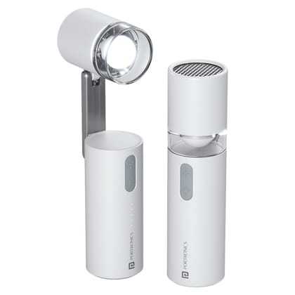 Portronics Airlo Handheld Fan with Built-in Light, a compact and portable cooling solution designed to provide powerful airflow - White Portronics Airlo Handheld Fan with Built-in Light, a compact and portable cooling solution designed to provide powerful airflow - White