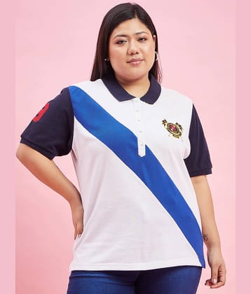 AUSTIVO Women Cotton Blend Colorblock Regular Fit Polo Collar T-Shirt ( Multicolor )