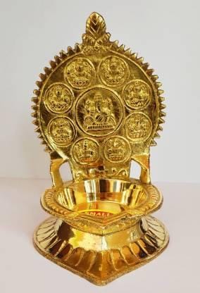 NAAYAGI - PURE BRASS ASTALAKSHMI DIYA / DEEPAM / VILAKKU - 5.3 inch high, small sized