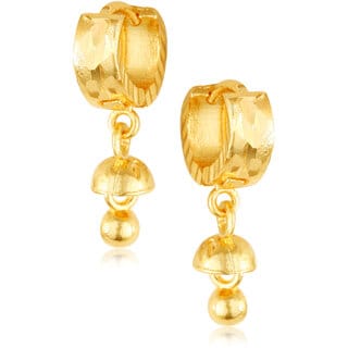 Filigree work Gold Plated alloy Hoop Earring Clip on fancy drop Bali Earring for Women and Girls