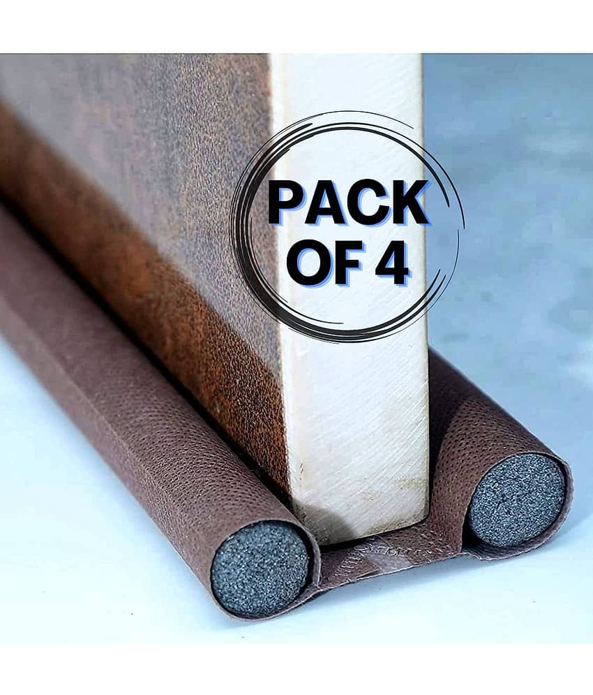 Door Seal Twin Draught Draft Guard Door Closer Bottom Brown Seali Door Seal Twin Draught Draft Guard Door Closer Bottom Brown Sealing Strip Adj Floor Mounted Door Stopper 4 (Brown)