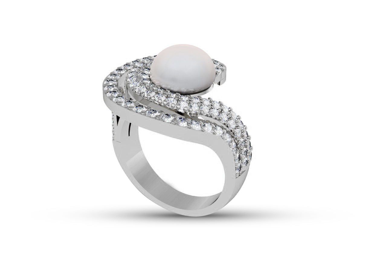 Surreal Pearl Orb Ring
