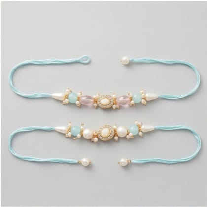 Artisanal Pearl and Stone Designer Rakhi (set of 2)