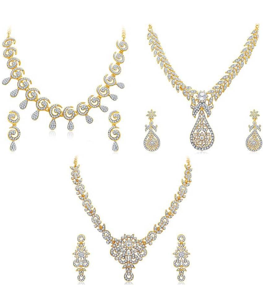Sukkhi Alloy Golden Traditional Necklace set Combo Collar