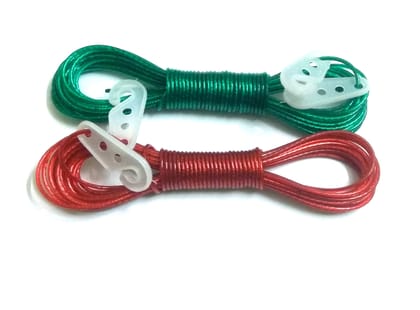 Nawani 2 Pic 10M PVC Coated Stainless Steel Clothesline with Hooks Multipurpose Rope Wire for Hanging Drying Laundry Cloth.