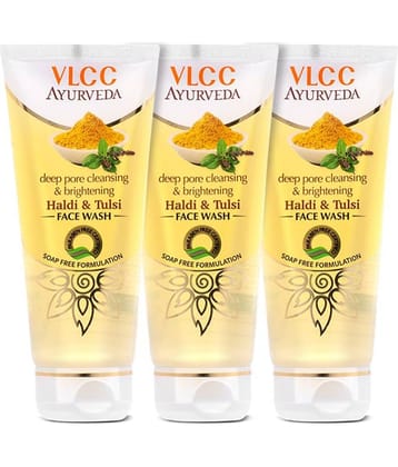 Vlcc Ayurveda Deep Pore Cleansing Haldi & Tulsi Face Wash , 100Ml(Pack Of 3)