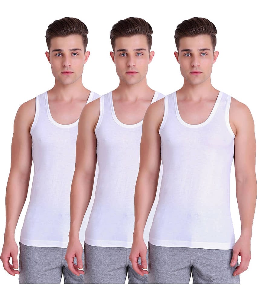 TT Pack of 3 Cotton Sleeveless Vest For Men ( White )