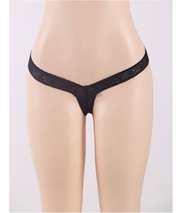 Affair Lace Self Design Women's Bikini Panties ( Black )