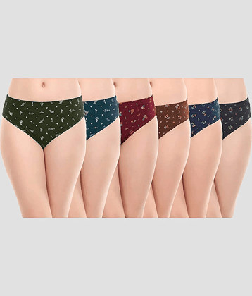 Sleazy Pack of 6 Cotton Printed Women's Hipster ( Multicolor )