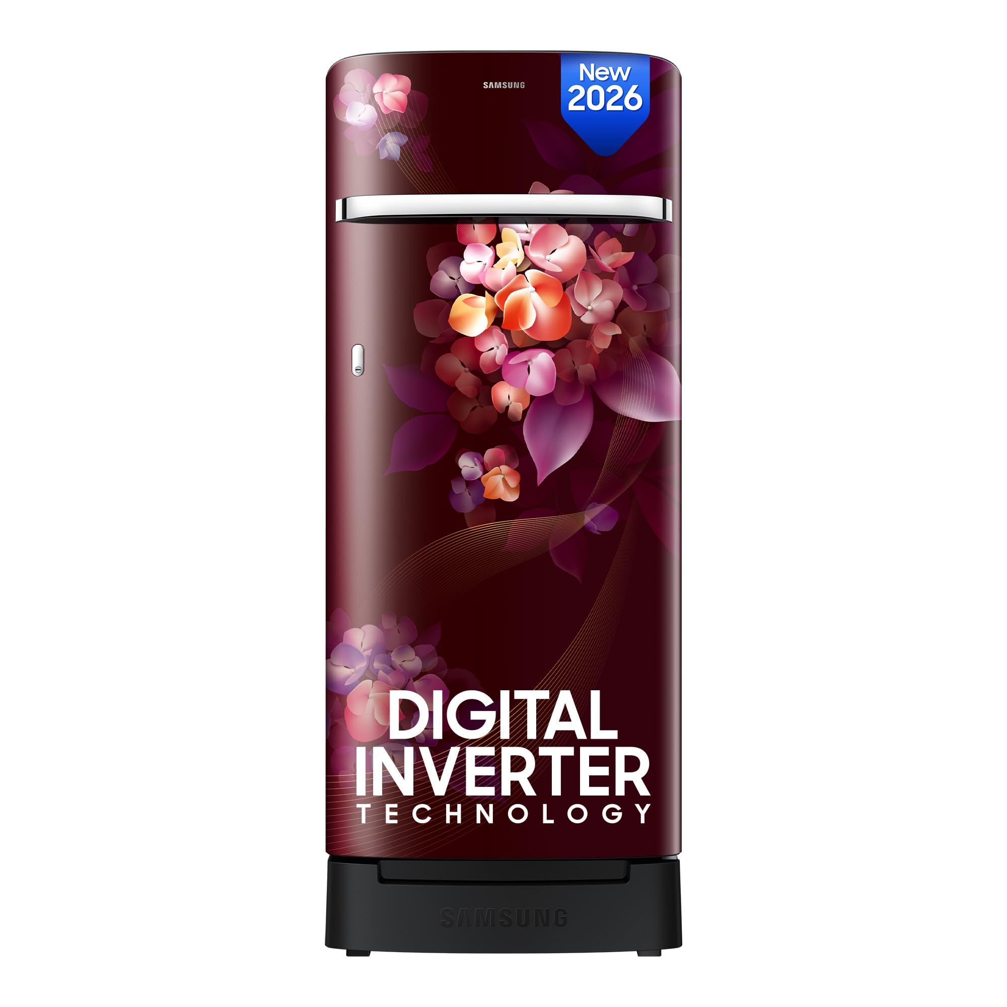 Samsung 215 L, 5 Star, Digital Inverter, Direct-Cool Single Door Refrigerator (RR23H2H35HT/HL, Red, Hydrangea Plum, Base Stand Drawer, Single Touch Defrost, 2026 Model) Samsung 215 L, 5 Star, Digital Inverter, Direct-Cool Single Door Refrigerator (RR23H2