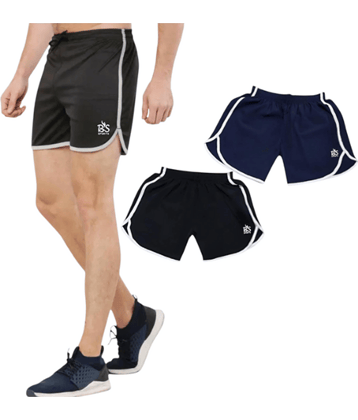 B.S sports wear Black Cotton Blend Men's Running Shorts ( Pack of 2 )