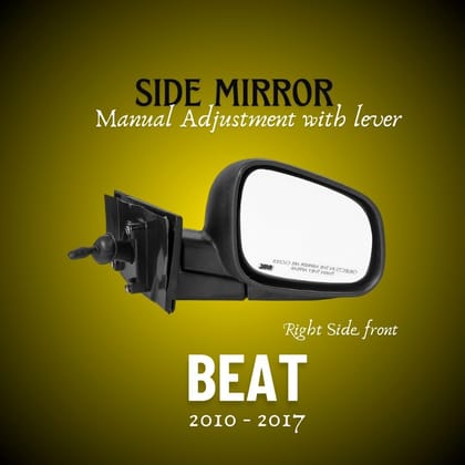 RMC Car Side Mirror Suitable For Chevrolet Beat With Lever (2010-2017) | Manually Operated (Black) RIGHT SIDE (DRIVER SIDE)