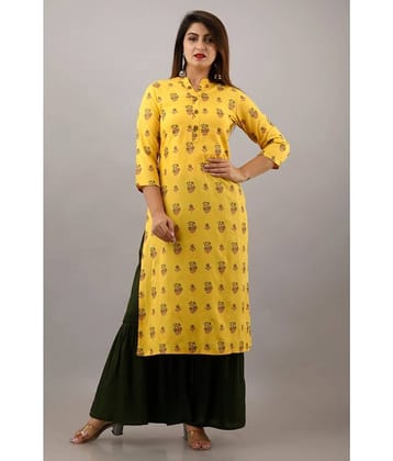 MAUKA - Yellow Straight Rayon Women's Stitched Salwar Suit ( Pack of 1 )