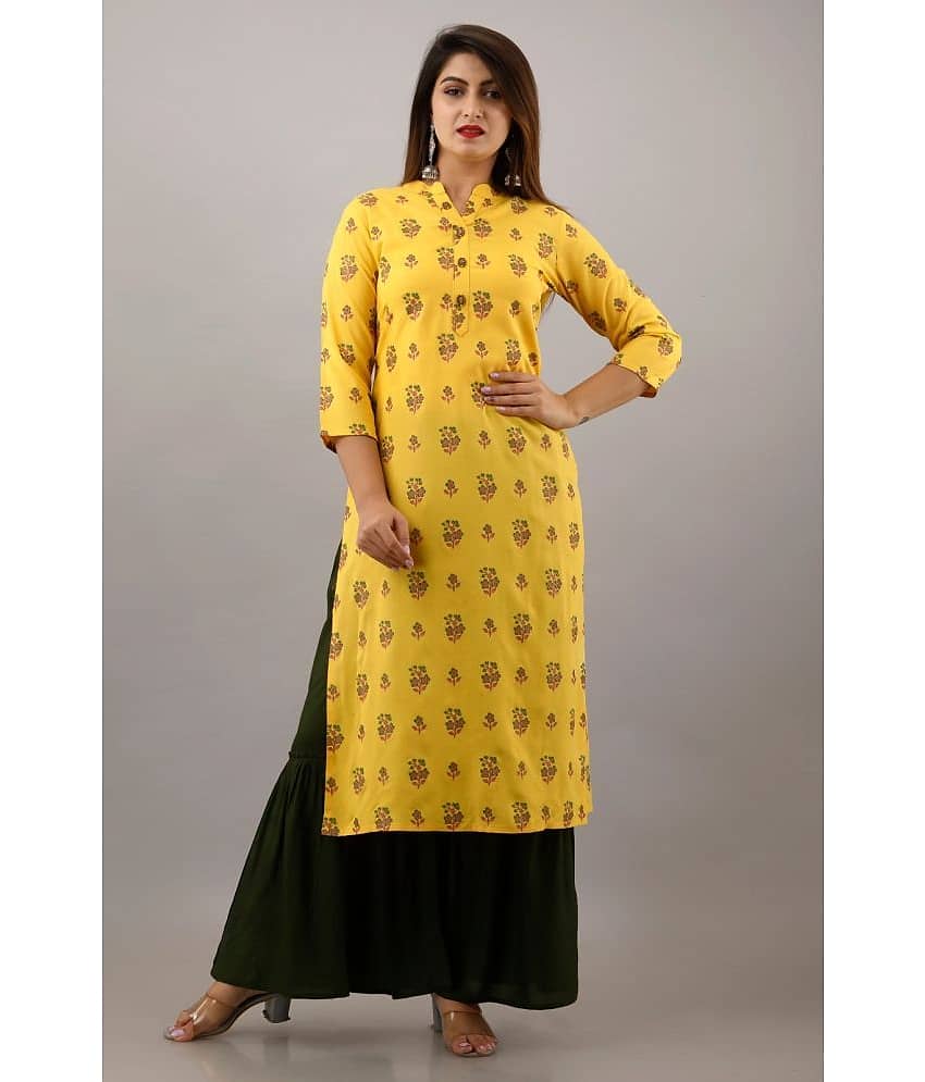 MAUKA - Yellow Straight Rayon Women's Stitched Salwar Suit ( Pack of 1 )