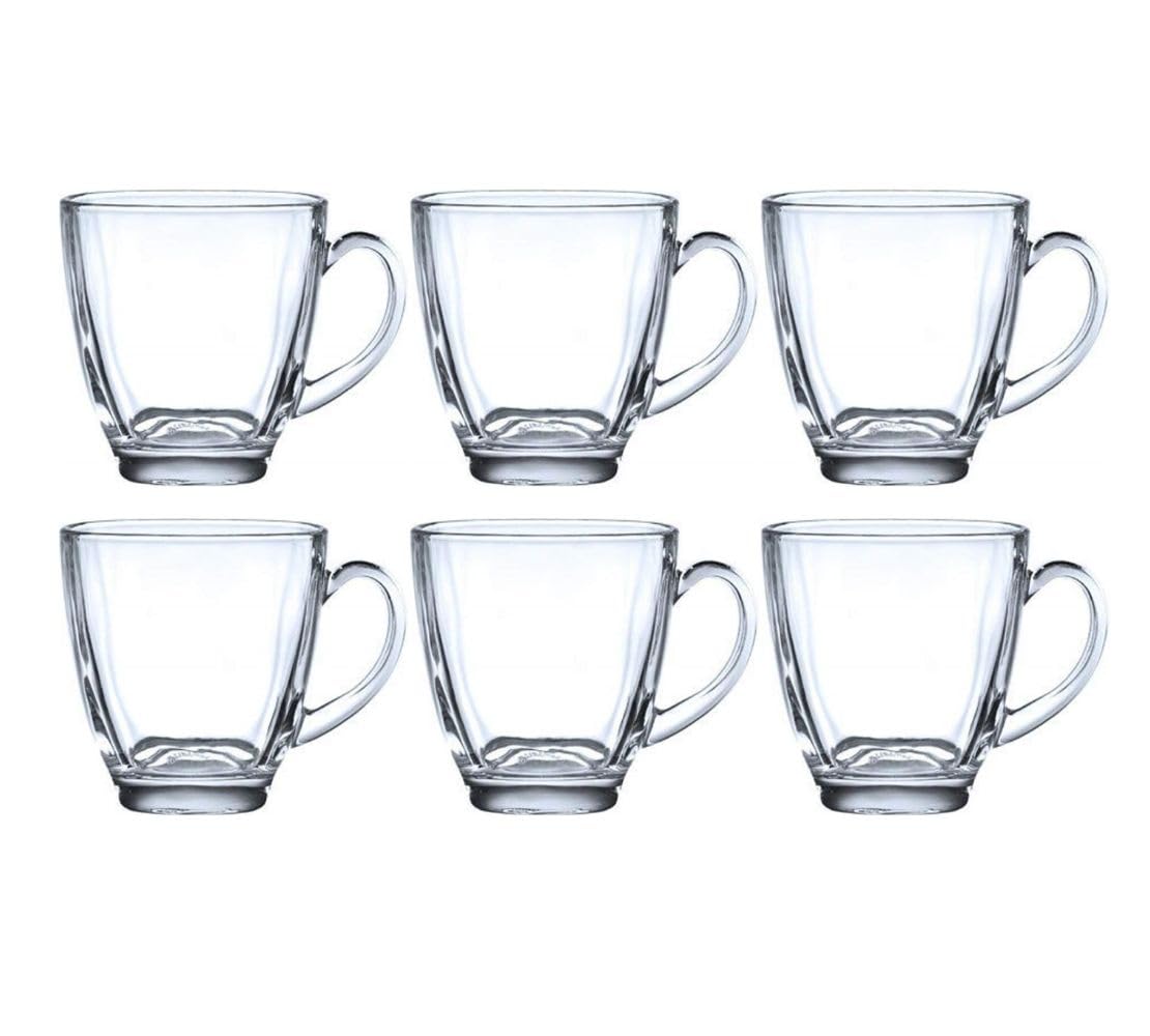 Tea and Coffee Glass Mug Set | 180 ml | Transparent Heat-Resistant Cups for Green Tea, Lemon Tea, and Coffee | Pack of 6