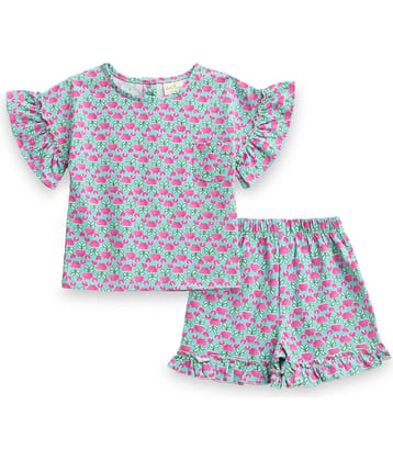 Juscubs Pack of 1 Baby Girls 100% Cotton T-shirt & Shorts ( Green )