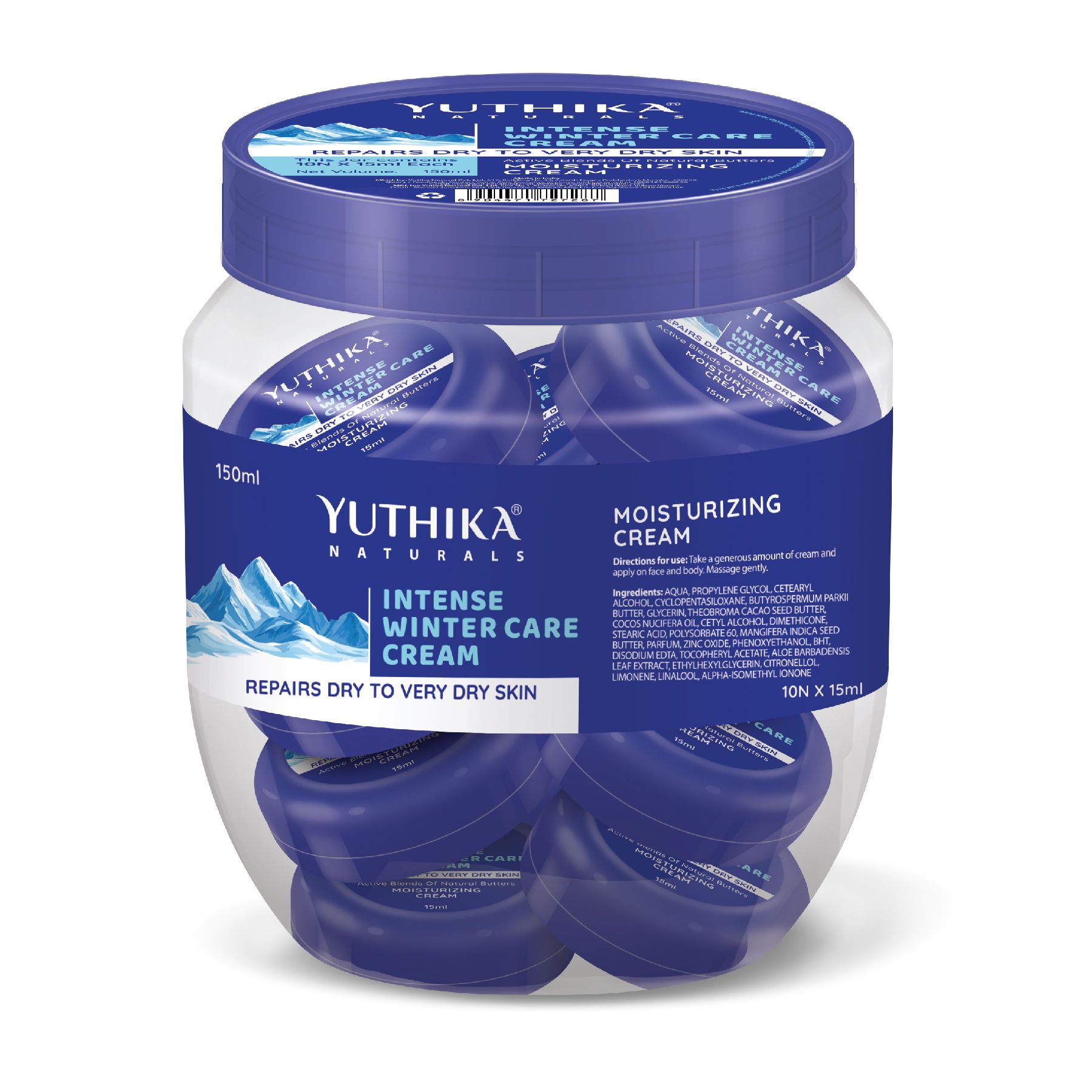 Yuthika Intense Winter Care Cream 15ml Pack of 10, Non Greasy Moisturizing Cream for Dry to Very Dry Skin