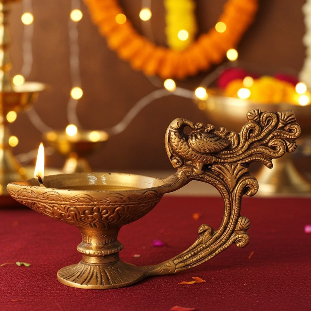 Brass Table Decor Oil Lamp Deepak  - Classic Deepak for Aesthetic Home D�cor, Height : 3.5 Inch (BSMAS1170 A)