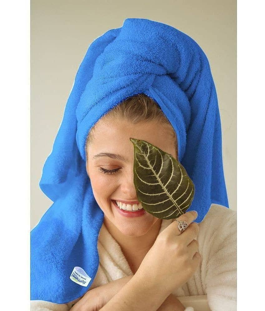 SOFTSPUN - Microfibre Navy Blue Solid Bath Towel ( 70x140 ) cm 375 -GSM ( Pack of 1 )