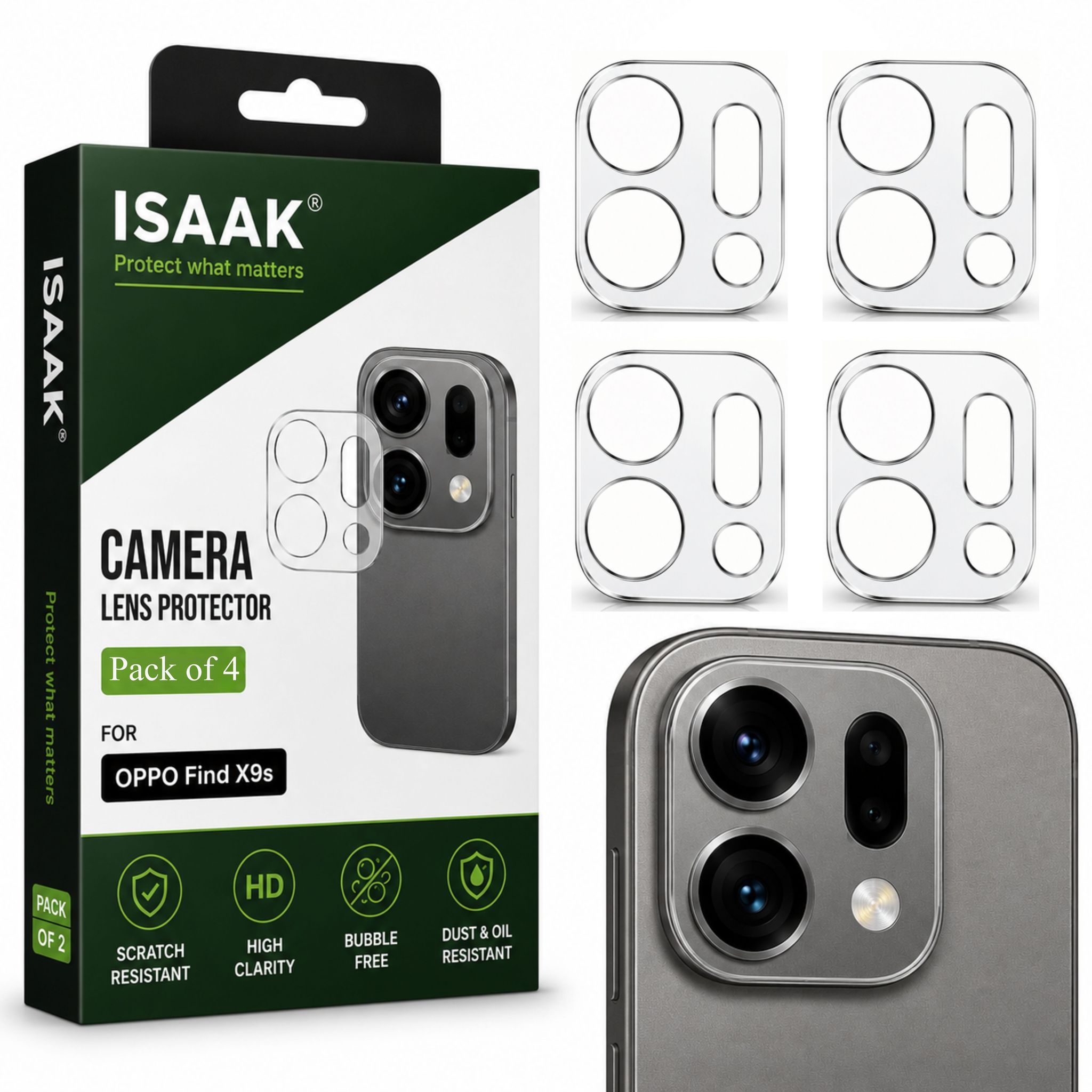 ISAAK Back Camera Lens Protector compatible for OPPO Find X9s (Pack of 4)