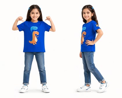 KUCHU Unisex T-Shirt | Dino Mite Print | 6–7 Years | Cotton Fabric | Breathable | Casual Wear | Graphic Tee | Everyday Wear Blue KUCHU Unisex T-Shirt | Dino Mite Print | 6–7 Years | Cotton Fabric | Breathable | Casual Wear | Graphic Tee | Everyday Wear Blue