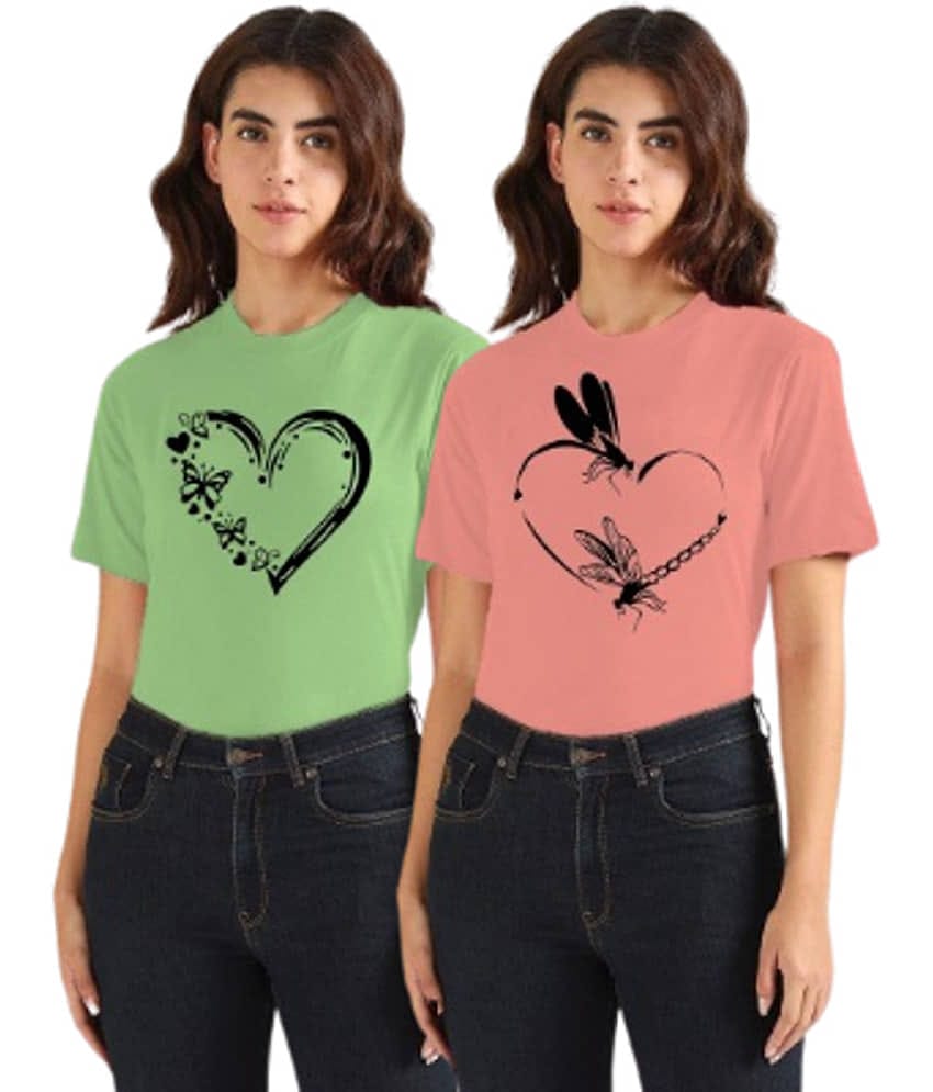 Parona Women Polyester Printed Regular Fit Round Neck T-Shirt ( Multicolor 1 )