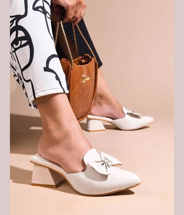 JM Looks Beige Women's Mules Heels
