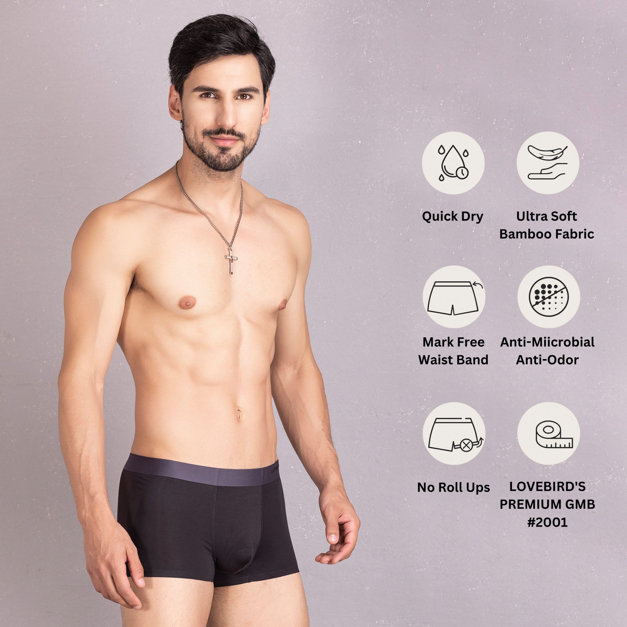 Lovebirds Underwear Most Expensive Silver Ions Printed Man Trunk