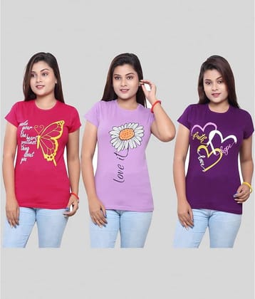 MIST N FOGG Women Cotton Printed Regular Fit Round Neck T-Shirt ( Multi Color )