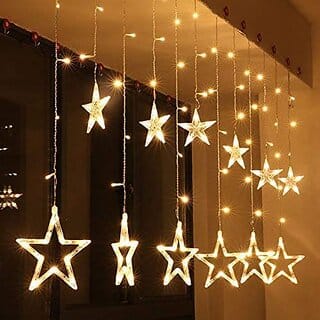 Lights with 8 Flashing Modes Decoration for Christmas, Wedding, Party, Home, Patio Lawn Warm White (138 Led-Star, Copper, Pack of 1)
