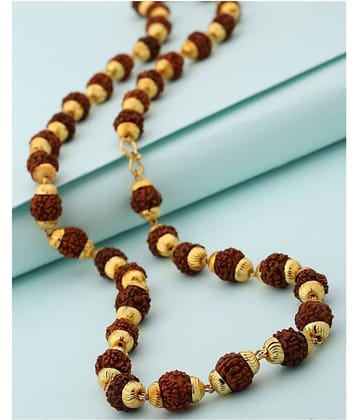 RRS Rudraksha Mala With Golden Cap Rudraksha Pack of 1