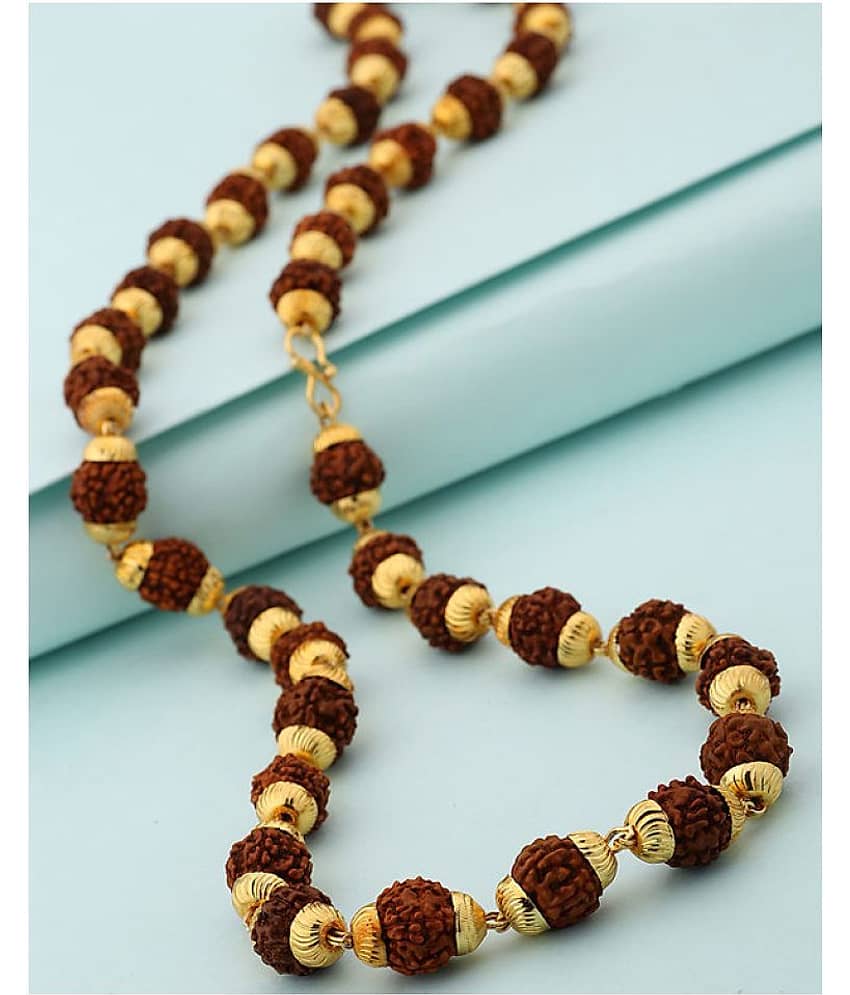 RRS Rudraksha Mala With Golden Cap Rudraksha Pack of 1