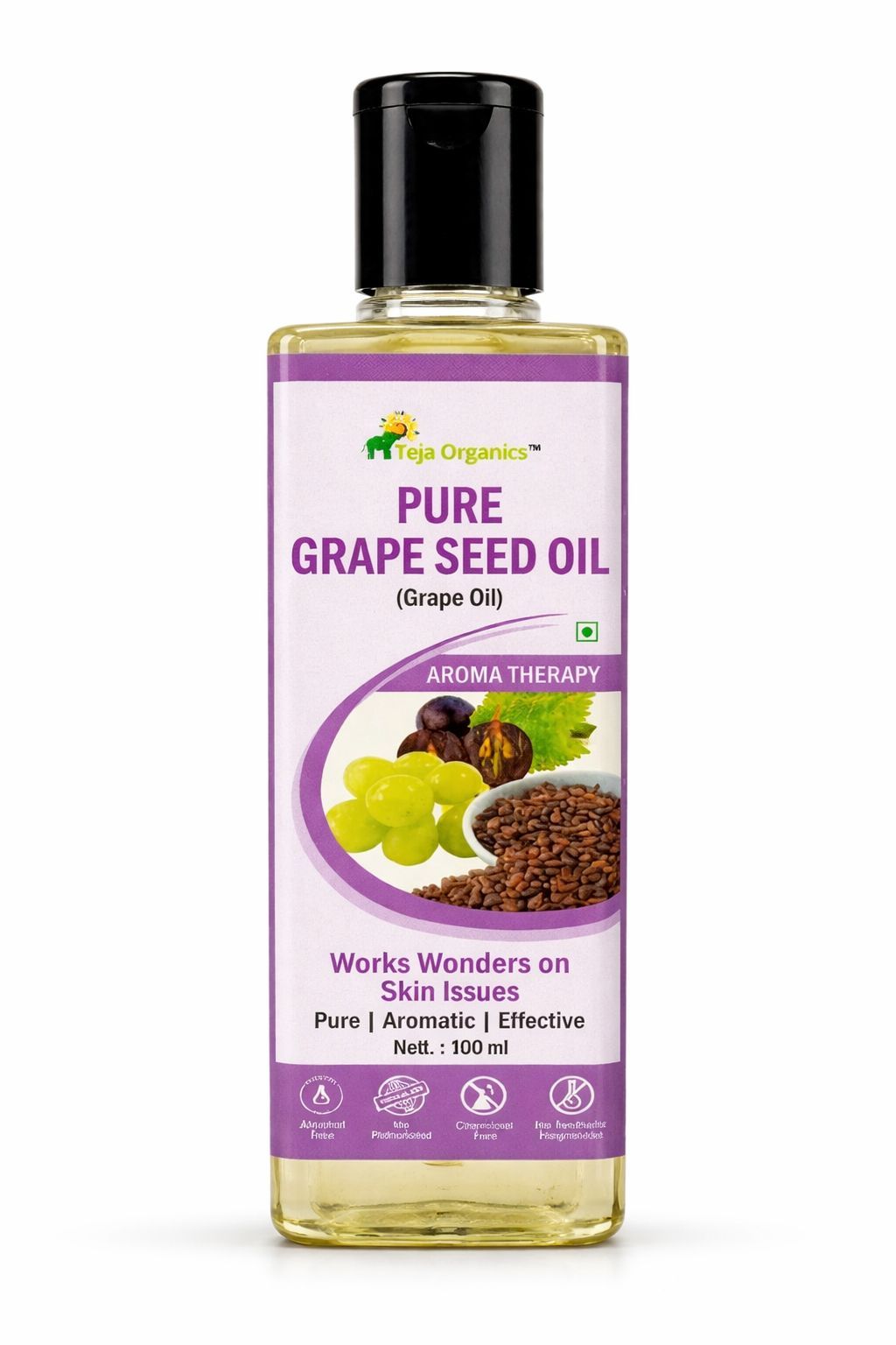 Pure Grape Seed Oil | Cold-pressed Unrefined | Rich in vitamin E | Gentle, Nourishing | Skin and Hair Care